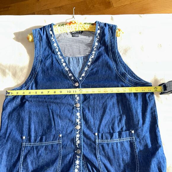 Vintage 90s Carole Little Vest Women Blue Denim embroidered Western Top 16W - Picture 9 of 9